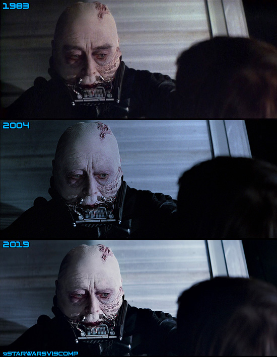 Anakin’s eyebrows were removed for the 2004 DVD. This was redone in 4K slightly differently.