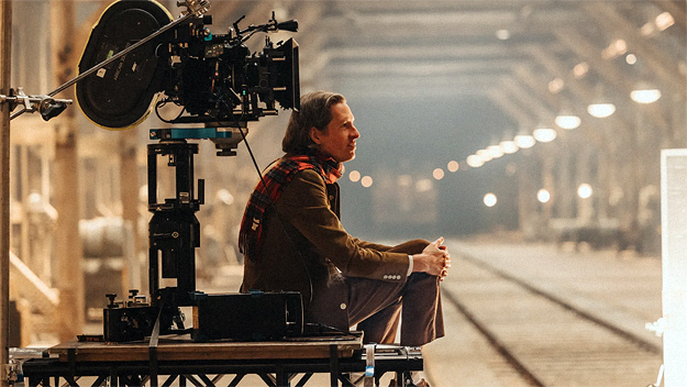 Director Wes Anderson on the set of The Phoenician Scheme