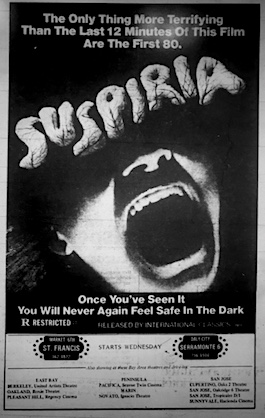 Suspiria newspaper ad