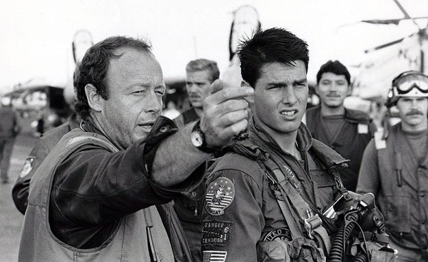 Top Gun director Tony Scott and star Tom Cruise on set