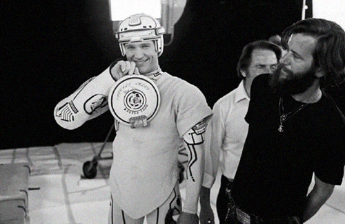 Jeff Bridges on the set of Tron